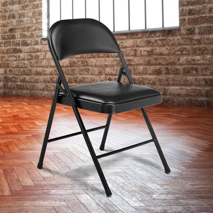 Global Industrial Steel Frame Folding Chair, Padded Vinyl Seat and Back - new