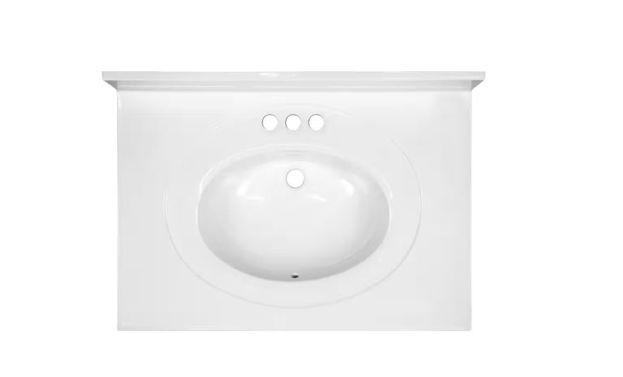 31 in. W x 22 in. D Cultured Marble Vanity Top in Solid White with Solid White Basin 74 - new
