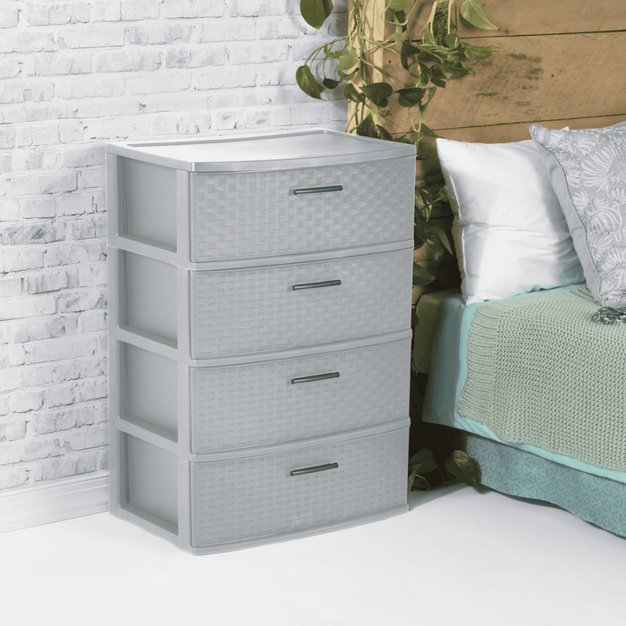 Sterilite 4 Drawer Wide Weave Tower Cement - new