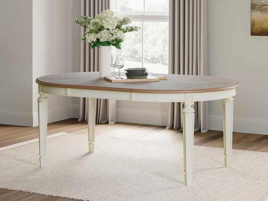Realyn Chipped White Oval Dining Room EXT Table