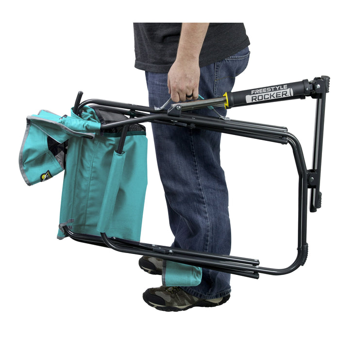 GCI Outdoor Freestyle Rocker Foldable Rocking Camp Chair, Seafoam - new