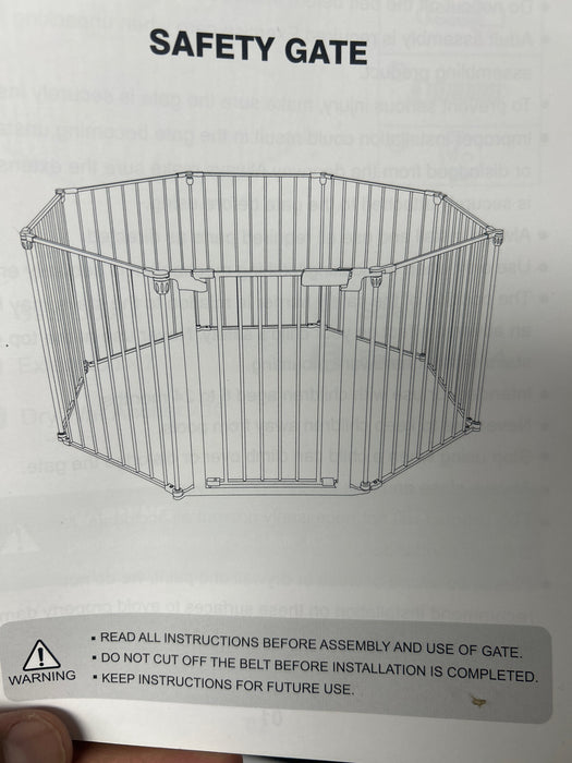Baby Gates, 8Panel 198" Extra Wide 30" Tall Baby Gates Fireplace Fence Toddler Playard, White - new