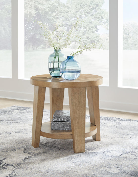 Kristiland Light Brown Round End Table