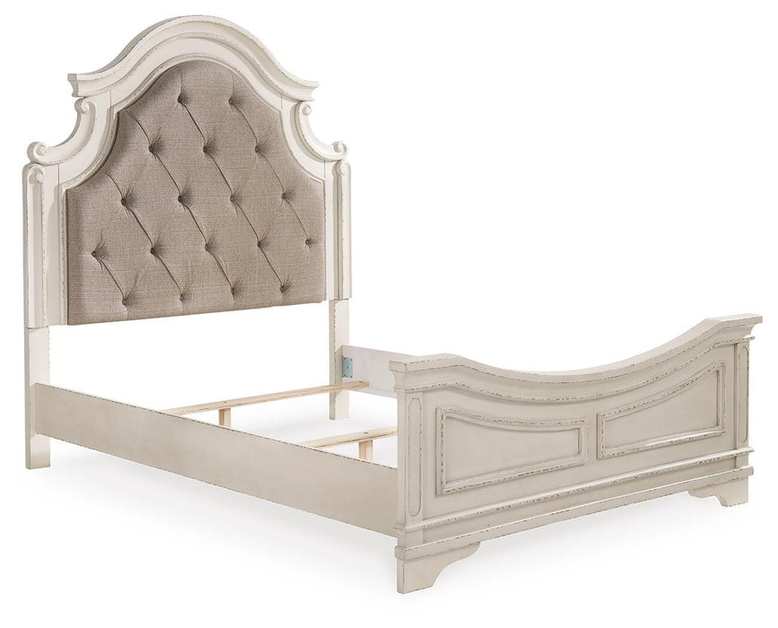 Realyn Chipped White Realyn Queen Upholstered Panel Bed - Brand New