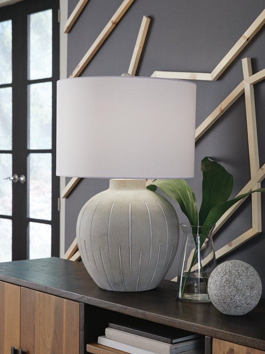 Calbert Warm Gray Poly Table Lamp (1/CN)