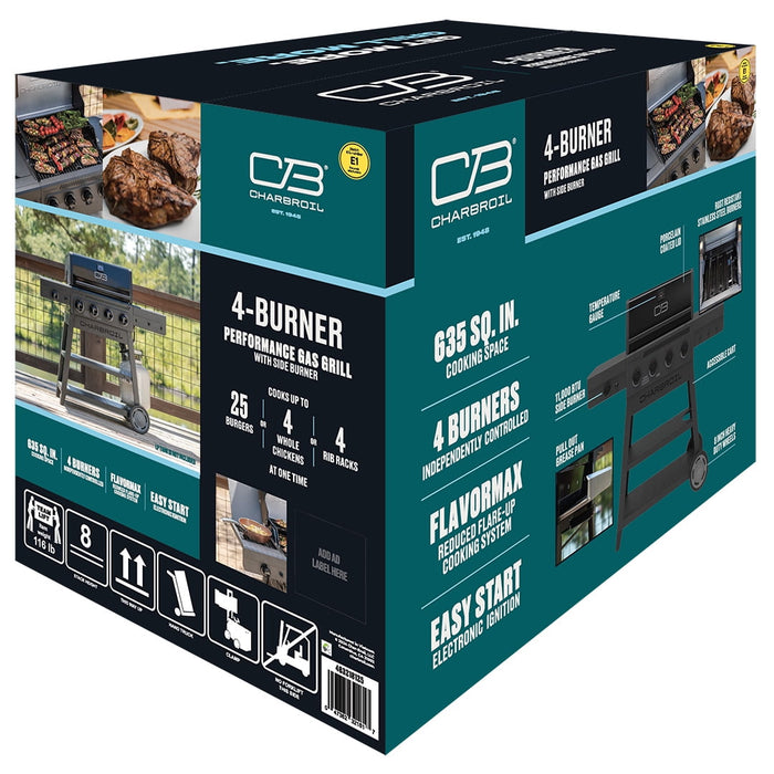 Charbroil Performance Series FlavorMax 4-Burner Gas Grill with Side Burner - open_box