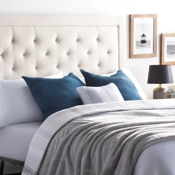 Full/Full XL Emmie Adjustable Upholstered Headboard with Diamond Tufting Cream - Brookside Home - new