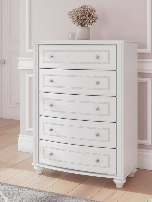 Maylilly White Five Drawer Chest