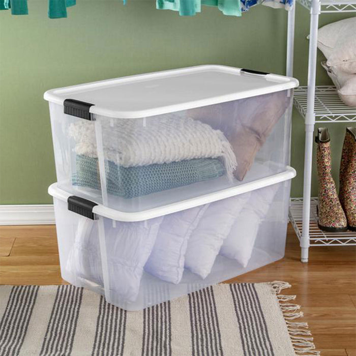Sterilite 116 Quart Clear Stackable Latching Storage Box Containers, 1 Pack - open_box