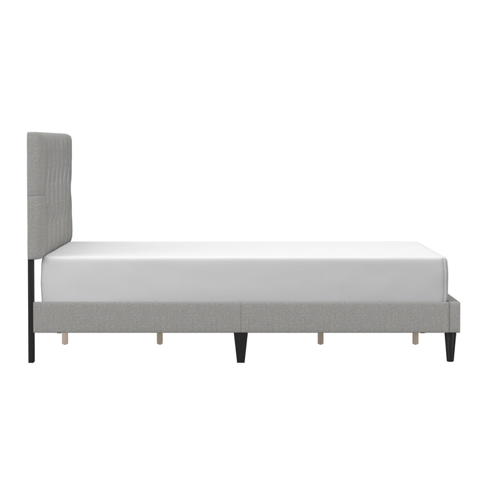 Mainstays Hillside Diamond Tufted Upholstered Queen Platform Bed, Gray - use_like_new