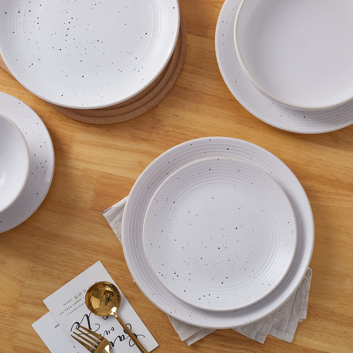 Stone Lain Lauren Modern Stoneware 32-piece Round Dinnerware Set, Plates and Bowls Set, Dish set for 8, Off White - new