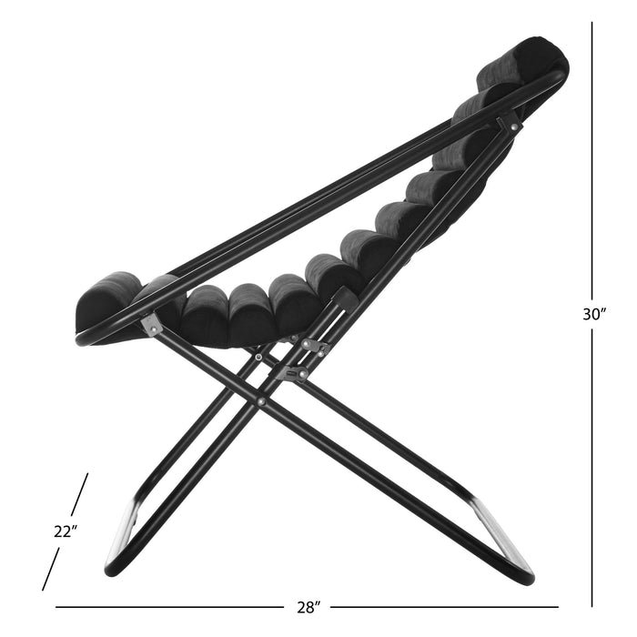 Stylehouse Ribbed Folding Sling Lounge Chair, Black, 28" L x 22" W x 30" H - new