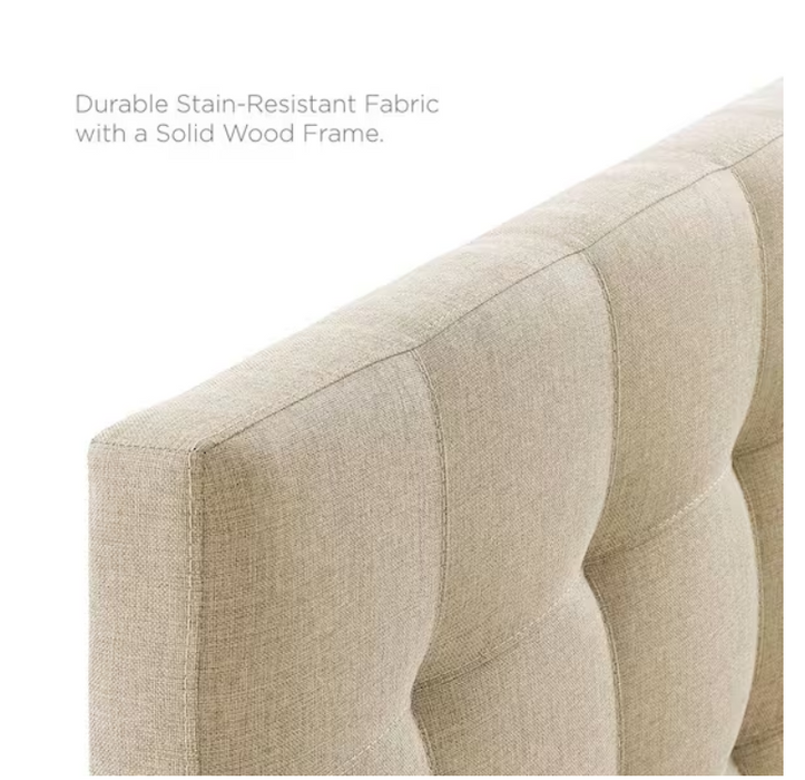 MODWAY Lily Beige Queen Upholstered Fabric Headboard - new