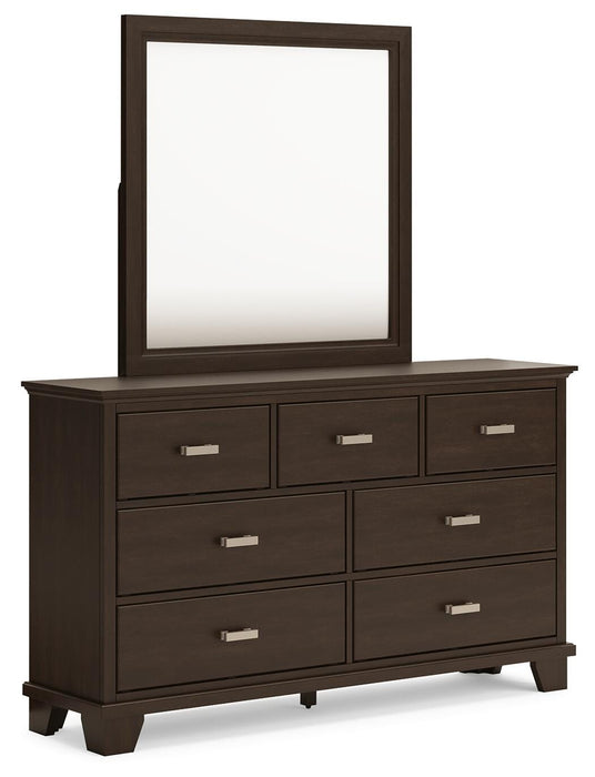 Covetown Dark Brown Covetown Dresser and Mirror