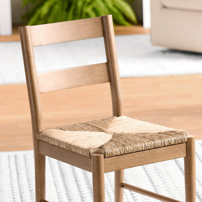 My Texas House Laurel Dining Chairs with Woven Seagrass Seat, Warm Brown, 2 Pack - open_box