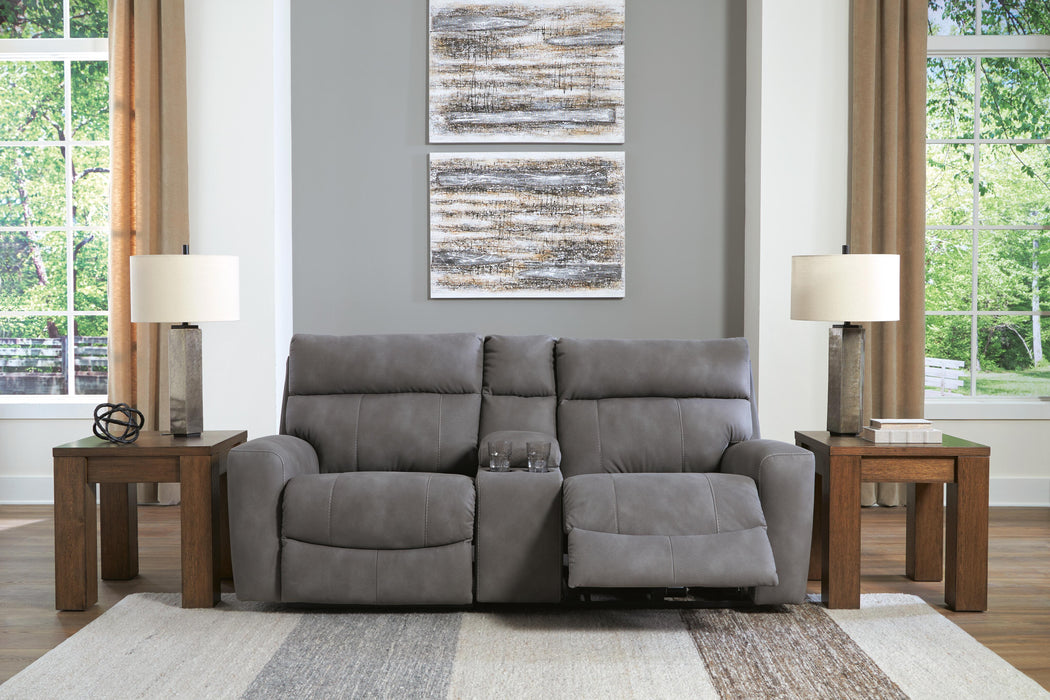 Next-Gen Durapella Slate Next-Gen Durapella 3-Piece Power Reclining Sectional Loveseat with Console