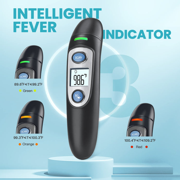 Infrared Thermometer for Adults,Forehead and Ear Thermometer for Fever, Babies, Children, Adults, Indoor and Outdoor Use (Black) - open_box