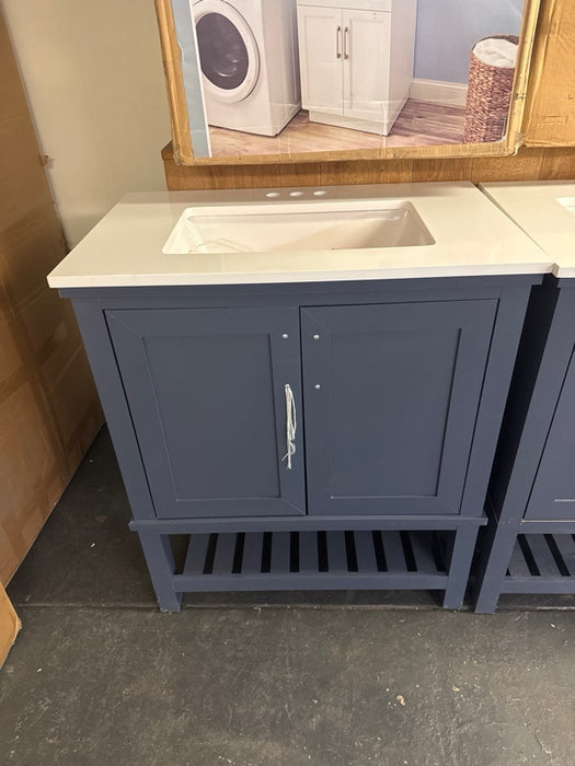 Tupelo 30 in. Single Sink Midnight Blue Bath Vanity with White Engineered Stone Top (Assembled) - open_box
