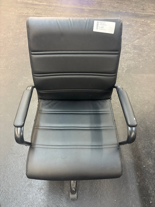 Alamont Home - Whitney Mid-Back Modern Leather/Faux Leather Executive Swivel Office Chair - Black LeatherSoft/Black Frame - new