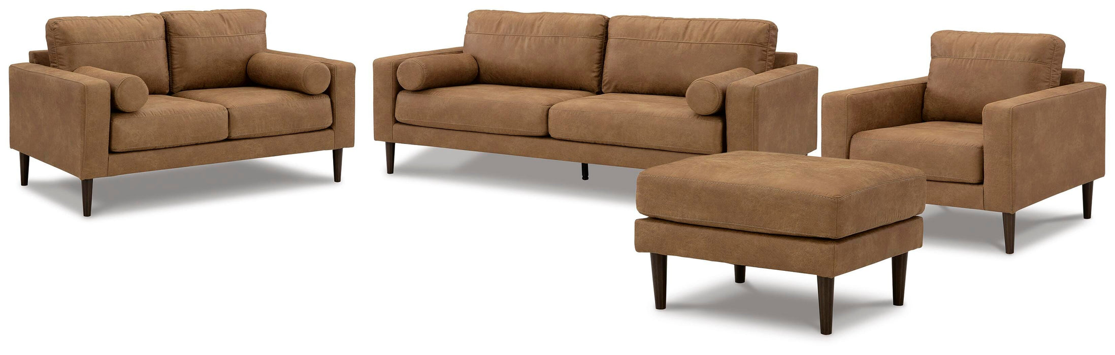 Telora Caramel Telora Sofa, Loveseat, Chair and Ottoman