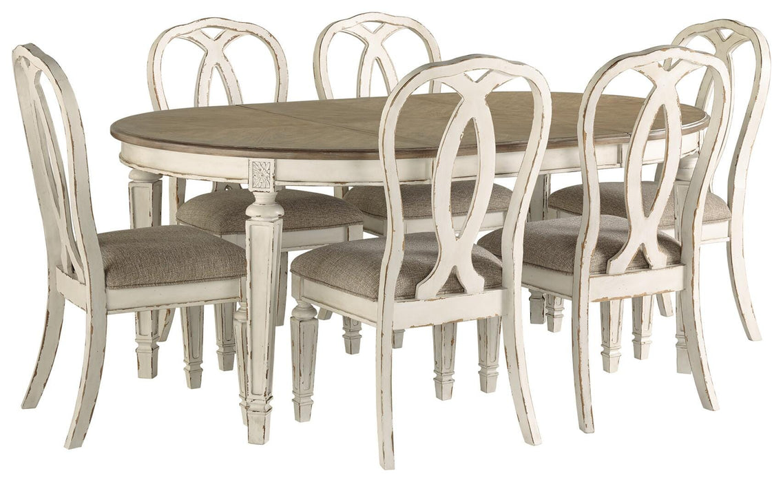 Realyn Chipped White Realyn Dining Table and 6 Chairs