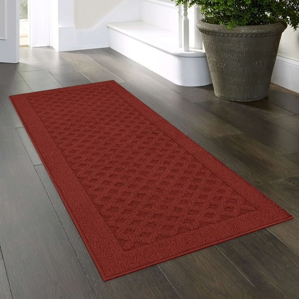 Mainstays Dylan Solid Diamond Olefin Red Indoor Runner Rug, 2'x6' - open_box