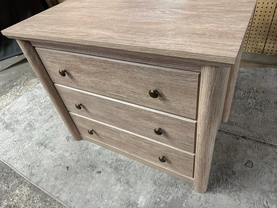 My Texas House Monroe 3 Drawer Nightstand with USB, Brushed Oak Finish -