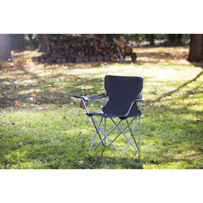 Ozark Trail Quad Folding Camp Chair with Cup Holder, Black - new