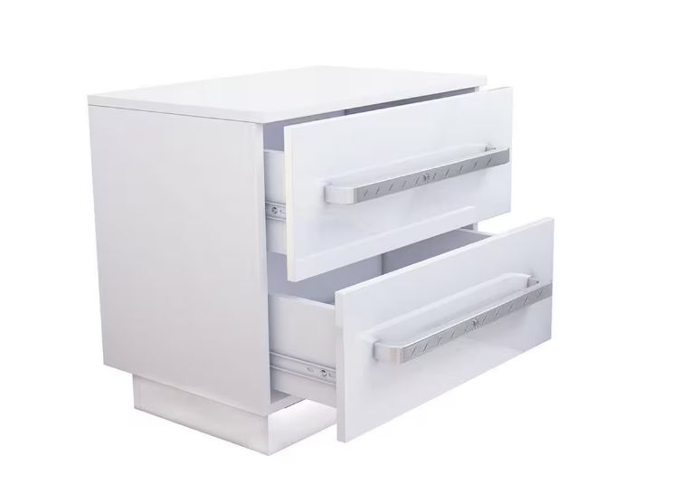 2-Drawer RGB LED White Nightstand 19.7 in. H x 21.7 in. W x 14.6 in. D - new