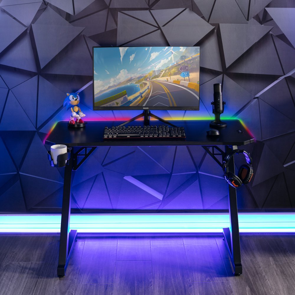 X Rocker - Cobra Gaming Desk with RGB Lighting - Black - new