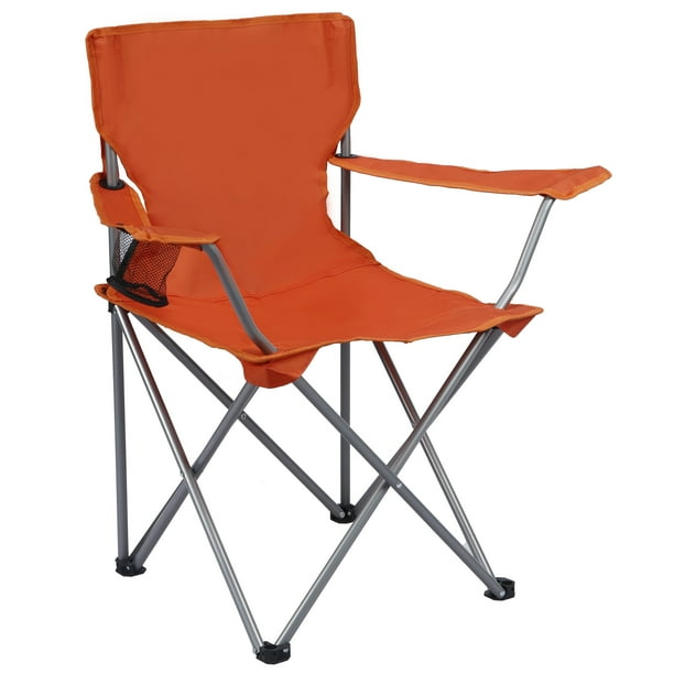 Ozark Trail Folding Camp Chair with Cup Holder – Lightweight, Portable Outdoor Chair for Camping, Tailgating & Sports – Orange Crush - new