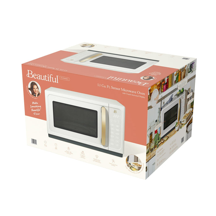 Beautiful 1.1 Cu ft 1000 Watt, Sensor Microwave Oven, White Icing by Drew Barrymore, New - new