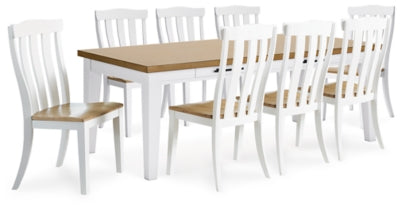 Ashbryn White/Natural Ashbryn Dining Table and 8 Chairs