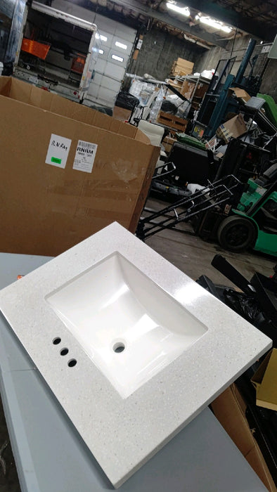 Glacier Bay 31 in. W x 22 in. D Solid Surface White Rectangular Single Sink Vanity Top in Titanium - use_like_new