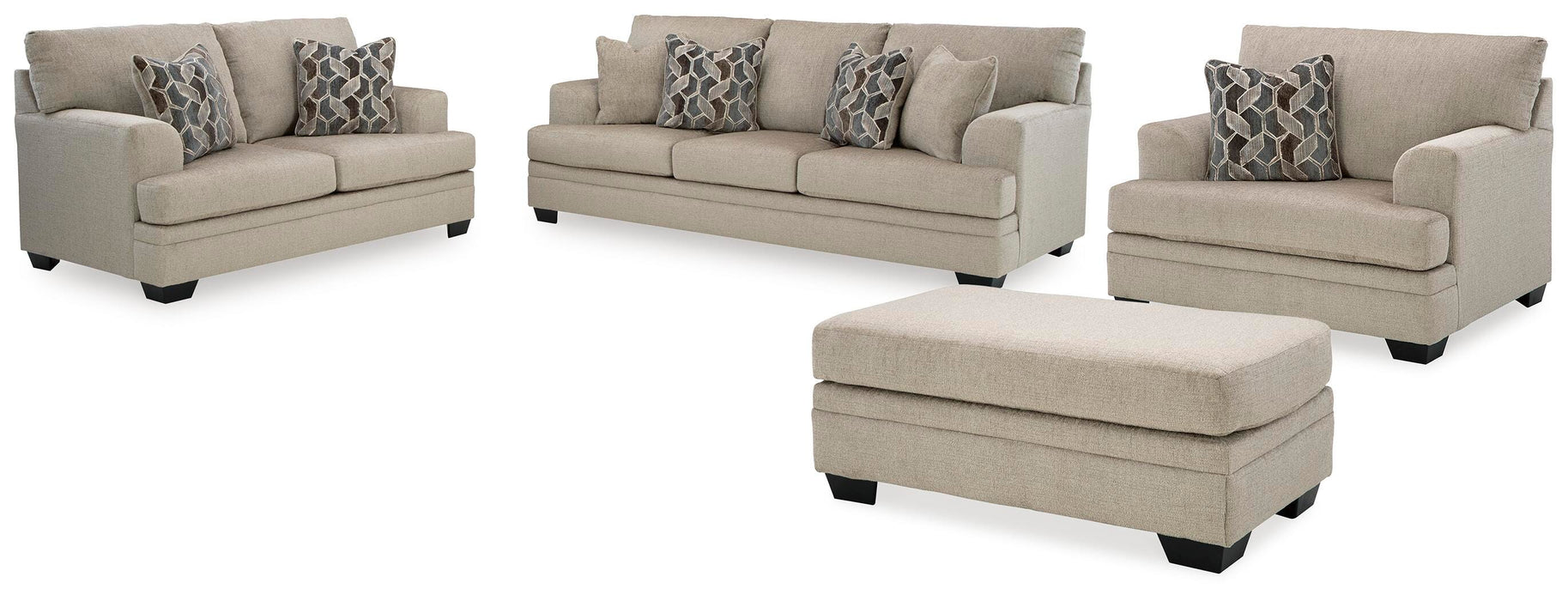 Stonemeade Taupe Stonemeade Sofa, Loveseat, Chair and Ottoman