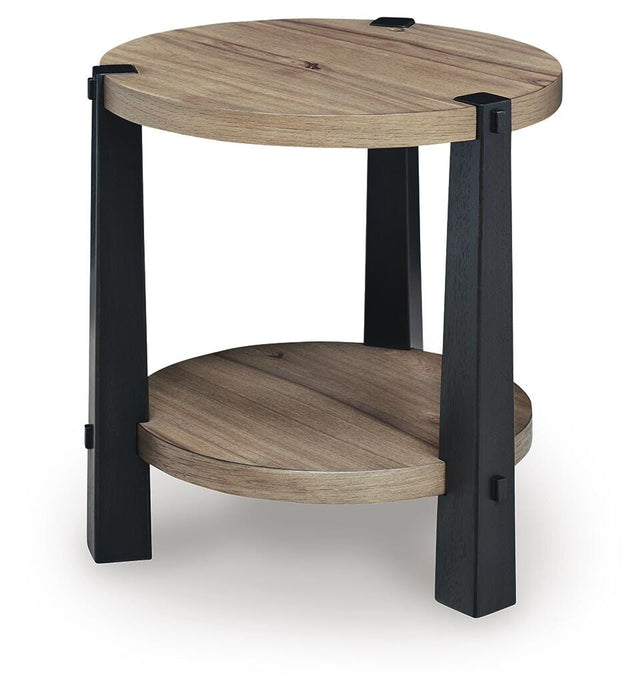 Ridgester Light Brown/Black Round End Table