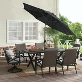 Mainstays 9ft Black Round Outdoor Tilting Market Patio Umbrella, - open_box