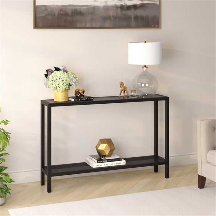 Henn&Hart 46" Wide Rectangular Console Table in Blackened Bronze, Entryway Table, Accent Table for Living Room, Hallway - new