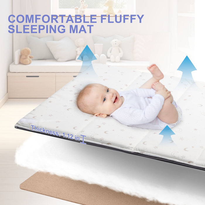 Vomeast Travel Crib, Baby Bassinet Portable Crib, Baby Playard Foldable with Baby Mattress, Gray - new