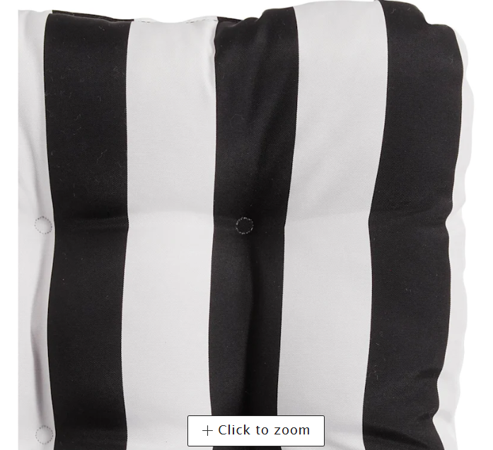 Providence Black Awning Stripe Outdoor Wicker Seat Cushion - open_box