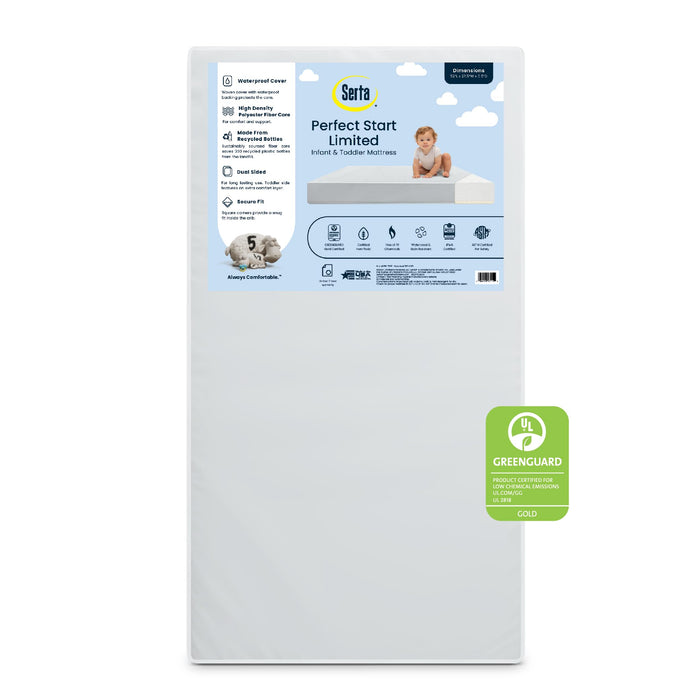 Serta Perfect Start Limited Dual Sided Baby Crib Mattress and Toddler Mattress, Breathable Fiber Core, GREENGUARD Gold Certified, Waterproof, 7 Year Warranty, Made in USA - new