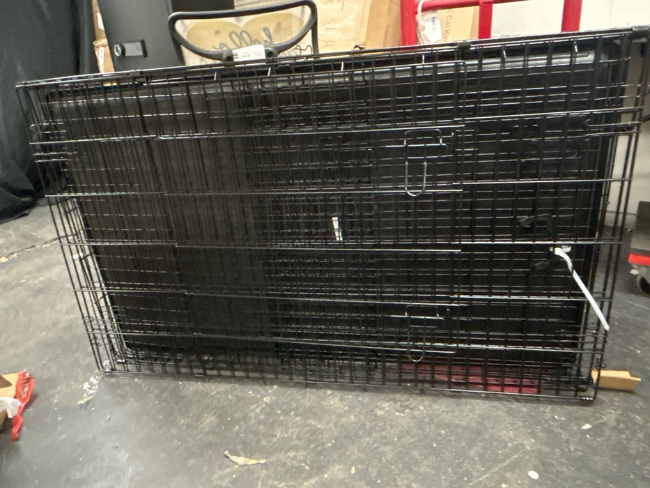 Vibrant Life Wire Dog Crate, Double-Door, Divider and Leak-Proof Tray, Metal, Foldable, Durable, Black, 36" - new