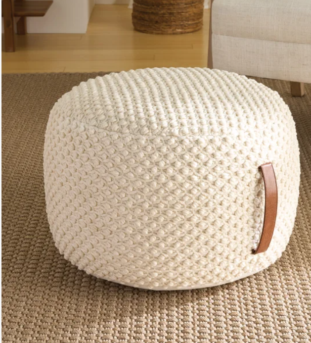 Nourison Cotton Woven Looped Pouf - use_like_new