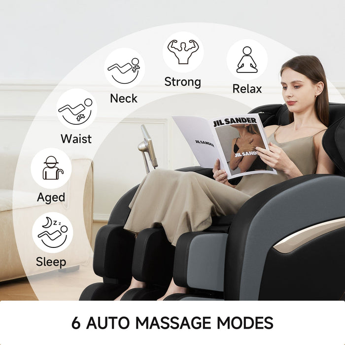 Real Relax Full Body Zero Gravity Shiatsu Recliner Electric Massage Chair, Black - use_like_new