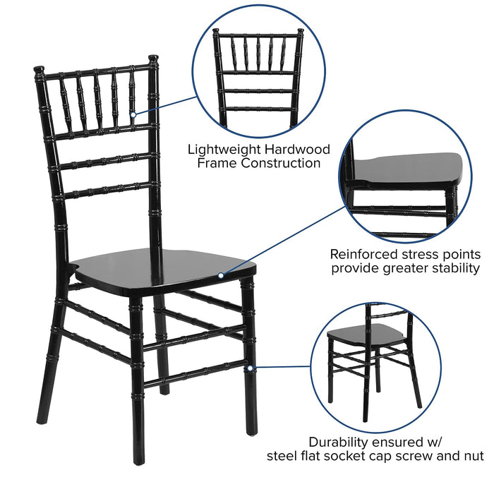 Flash Furniture 2 Pack HERCULES Series Black Wood Chiavari Chair - new