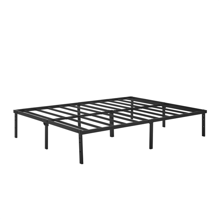 Mainstays Queen 14" Heavy Duty Steel Slat Platform Bed Frame with Storage Space Under Frame, No Box Spring Required, Black - new