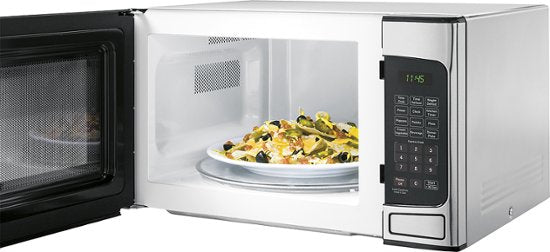 GE - 1.1 Cu. Ft. Mid-Size Microwave - Stainless steel - display_model