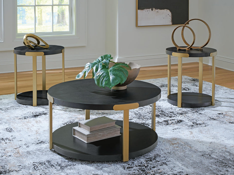 Shylore Black/Brass Finish Occasional Table Set (3/CN)