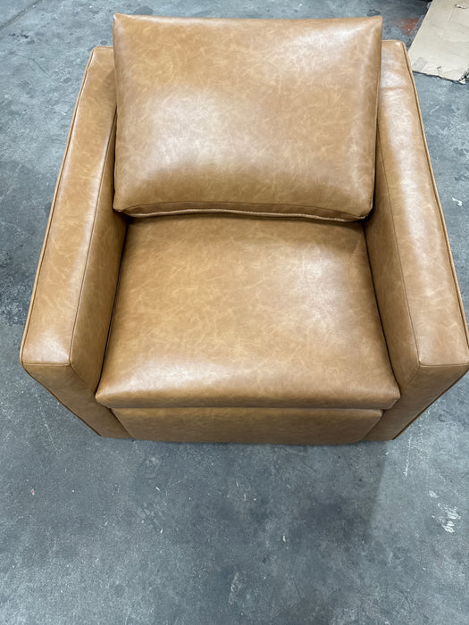 Better Homes & Gardens Steele Swivel Accent Chair, Camel Faux Leather - new