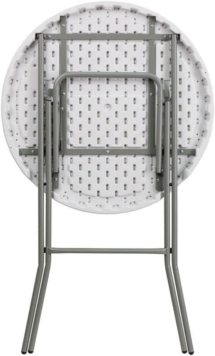 EventStable TitanPRO 32" Blow Molded Round Folding Cocktail Table - White Plastic Portable Outdoor Table, Adjustable Height Foldable for Parties Events Restaurant Banquet - new